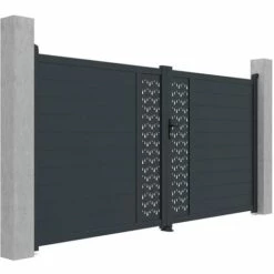VENTE-UNIQUE.COM Portail Battant Aluminium Semi Ajouré à Motifs L355 X H181 Cm Anthracite GREGOR - Gris Anthracite -Portail Soldes Boutique 60723374 4