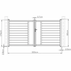 VENTE-UNIQUE.COM Portail Battant Aluminium Semi Ajouré à Motifs L355 X H181 Cm Anthracite GREGOR - Gris Anthracite -Portail Soldes Boutique 60723374 5