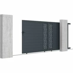VENTE-UNIQUE.COM Portail Coulissant Aluminium Semi Ajouré à Motifs L416 X H180 Cm Anthracite GREGOR - Gris Anthracite 9 VENTE-UNIQUE.COM Portail Coulissant Aluminium Semi Ajouré à Motifs L416 X H180 Cm Anthracite GREGOR - Gris Anthracite -Portail Soldes Boutique 60723400 3