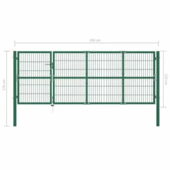 FIMEI Portail De Clôture De Jardin Avec Poteaux 350x120 Cm Acier Vert 11 FIMEI Portail De Clôture De Jardin Avec Poteaux 350x120 Cm Acier Vert -Portail Soldes Boutique 60747152 5