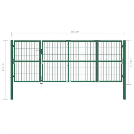 FIMEI Portail De Clôture De Jardin Avec Poteaux 350x120 Cm Acier Vert 7 FIMEI Portail De Clôture De Jardin Avec Poteaux 350x120 Cm Acier Vert – Image 5