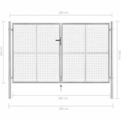 FIMEI Porte De Jardin Acier Galvanisé 306x200 Cm Argenté -Portail Soldes Boutique 61382380 5