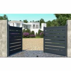 VENTE-UNIQUE.COM Portail Battant Aluminium Ajouré L305 X H158 Cm Anthracite PRIMO - Gris Anthracite 9 VENTE-UNIQUE.COM Portail Battant Aluminium Ajouré L305 X H158 Cm Anthracite PRIMO - Gris Anthracite -Portail Soldes Boutique 61437291 3