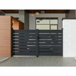 VENTE-UNIQUE.COM Portail électrique Battant Aluminium Ajouré L305 X H166 Cm Anthracite PRIMO - Gris Anthracite -Portail Soldes Boutique 61491458 3