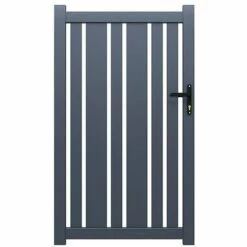 VENTE-UNIQUE.COM Portillon Battant Aluminium Semi Ajouré L100 X H160 Cm Anthracite MAZANO - Gris Anthracite