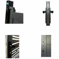 VENTE-UNIQUE.COM Portillon Battant Aluminium Semi Ajouré L100 X H160 Cm Anthracite MAZANO - Gris Anthracite -Portail Soldes Boutique 61507190 4