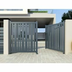VENTE-UNIQUE.COM Portail Battant Aluminium Semi Ajouré L294 X H160 Cm Anthracite En Kit MAZANO - Gris Anthracite -Portail Soldes Boutique 61508006 3