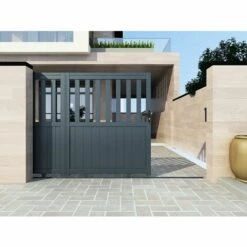 VENTE-UNIQUE.COM Portail Coulissant Aluminium Ajouré L401 X H140 Cm Anthracite En Kit TARNOS II - Gris Anthracite -Portail Soldes Boutique 61511049 3