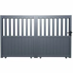 VENTE-UNIQUE.COM Portail Coulissant Aluminium Ajouré L401 X H140 Cm Anthracite En Kit TARNOS II - Gris Anthracite -Portail Soldes Boutique 61511049 4