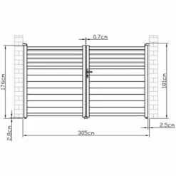 VENTE-UNIQUE.COM Portail Battant Aluminium Persien L305 X H181 Cm Anthracite VIAZO - Gris Anthracite -Portail Soldes Boutique 61511849 3