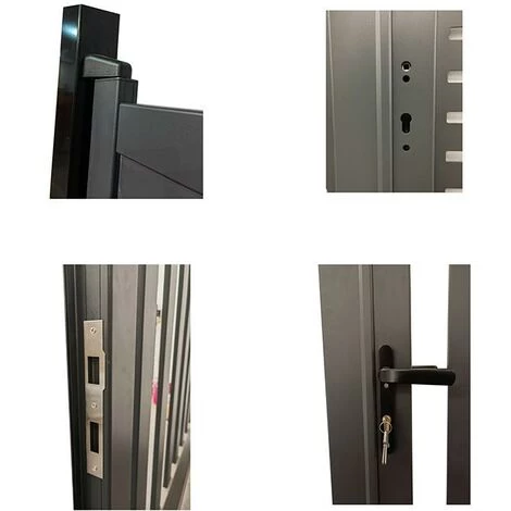 VENTE-UNIQUE.COM Portail Battant Aluminium Semi Ajouré à Motifs L350 X H179 Cm Anthracite En Kit LABRIT II - Gris Anthracite 6 VENTE-UNIQUE.COM Portail Battant Aluminium Semi Ajouré à Motifs L350 X H179 Cm Anthracite En Kit LABRIT II - Gris Anthracite – Image 4