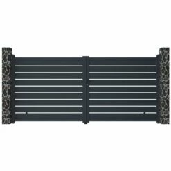 VENTE-UNIQUE.COM Portail Battant Aluminium Ajouré L397 X H183 Cm Anthracite PRIMO - Gris Anthracite -Portail Soldes Boutique 61523807 4