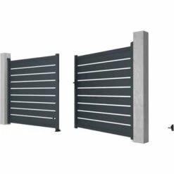 VENTE-UNIQUE.COM Portail Battant Aluminium Ajouré L397 X H183 Cm Anthracite PRIMO - Gris Anthracite -Portail Soldes Boutique 61523807 5