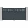 VENTE-UNIQUE.COM Portail Battant Aluminium Semi Ajouré à Motifs L305 X H166 Cm Anthracite BAZIO - Gris Anthracite -Portail Soldes Boutique 61523851 1