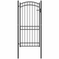 TRUE DEAL Portail De Clôture Avec Dessus Arqué Acier 100x200 Cm Noir