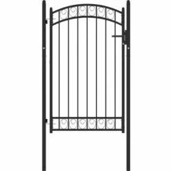 TRUE DEAL Portail De Clôture Avec Dessus Arqué Acier 100x150 Cm Noir