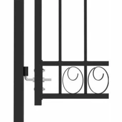 TRUE DEAL Portail De Clôture Avec Dessus Arqué Acier 100x150 Cm Noir -Portail Soldes Boutique 61810683 4