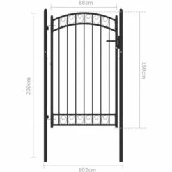 TRUE DEAL Portail De Clôture Avec Dessus Arqué Acier 100x150 Cm Noir -Portail Soldes Boutique 61810683 5