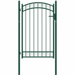 TRUE DEAL Portail De Clôture Avec Dessus Arqué Acier 100x150 Cm Vert