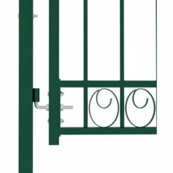 TRUE DEAL Portail De Clôture Avec Dessus Arqué Acier 100x150 Cm Vert -Portail Soldes Boutique 61824699 4