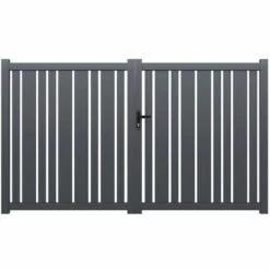 VENTE-UNIQUE.COM Portail Battant Aluminium Semi Ajouré L294 X H180 Cm Anthracite En Kit MAZANO - Gris Anthracite -Portail Soldes Boutique 61829766 4