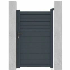 VENTE-UNIQUE.COM Portillon Battant Aluminium Persien L103 X H166 Cm Anthracite VIAZO - Gris Anthracite