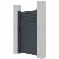 VENTE-UNIQUE.COM Portillon Battant Aluminium Persien L103 X H166 Cm Anthracite VIAZO - Gris Anthracite -Portail Soldes Boutique 61830659 3