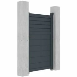 VENTE-UNIQUE.COM Portillon Battant Aluminium Persien L103 X H166 Cm Anthracite VIAZO - Gris Anthracite -Portail Soldes Boutique 61830659 4