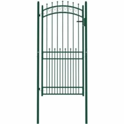 TRUE DEAL Portail De Clôture Avec Pointes Acier 100x200 Cm Vert