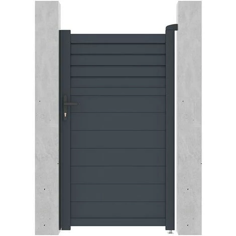 VENTE-UNIQUE.COM Portillon Battant Aluminium Persien L103 X H181 Cm Anthracite VIAZO - Gris Anthracite 4 VENTE-UNIQUE.COM Portillon Battant Aluminium Persien L103 X H181 Cm Anthracite VIAZO - Gris Anthracite – Image 2