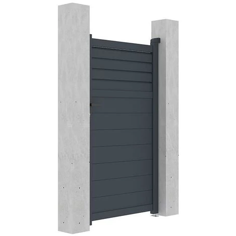 VENTE-UNIQUE.COM Portillon Battant Aluminium Persien L103 X H181 Cm Anthracite VIAZO - Gris Anthracite 6 VENTE-UNIQUE.COM Portillon Battant Aluminium Persien L103 X H181 Cm Anthracite VIAZO - Gris Anthracite – Image 4