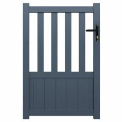 VENTE-UNIQUE.COM Portillon Battant Aluminium Ajouré L100 X H140 Cm Anthracite BARTOS - Gris Anthracite