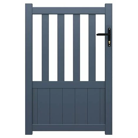 VENTE-UNIQUE.COM Portillon Battant Aluminium Ajouré L100 X H140 Cm Anthracite BARTOS - Gris Anthracite 5 VENTE-UNIQUE.COM Portillon Battant Aluminium Ajouré L100 X H140 Cm Anthracite BARTOS - Gris Anthracite – Image 3