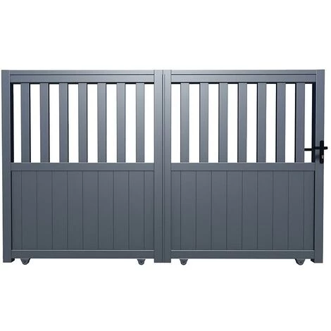 VENTE-UNIQUE.COM Portail Coulissant Aluminium Ajouré L343 X H140 Cm Anthracite En Kit TARNOS II - Gris Anthracite 3 VENTE-UNIQUE.COM Portail Coulissant Aluminium Ajouré L343 X H140 Cm Anthracite En Kit TARNOS II - Gris Anthracite