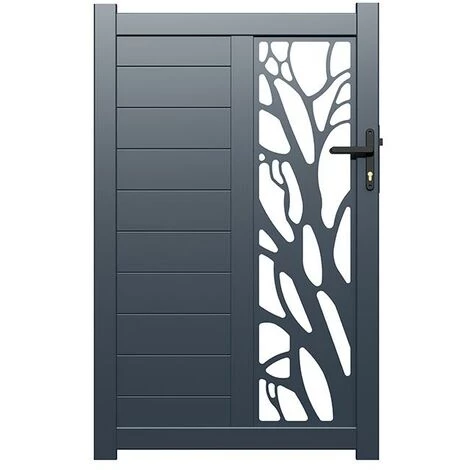 VENTE-UNIQUE.COM Portillon Battant Aluminium Semi Ajouré à Motifs L100 X H164 Cm Anthracite LABRIT II - Gris Anthracite 3 VENTE-UNIQUE.COM Portillon Battant Aluminium Semi Ajouré à Motifs L100 X H164 Cm Anthracite LABRIT II - Gris Anthracite