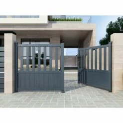 VENTE-UNIQUE.COM Portail Battant Aluminium Ajouré L314 X H140 Cm Anthracite En Kit BARTOS - Gris Anthracite 9 VENTE-UNIQUE.COM Portail Battant Aluminium Ajouré L314 X H140 Cm Anthracite En Kit BARTOS - Gris Anthracite -Portail Soldes Boutique 63186020 3