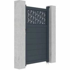 VENTE-UNIQUE.COM Portillon Battant Aluminium Semi Ajouré à Motifs L103 X H166 Cm Anthracite BAZIO - Gris Anthracite -Portail Soldes Boutique 63255652 4