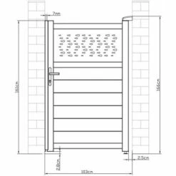 VENTE-UNIQUE.COM Portillon Battant Aluminium Semi Ajouré à Motifs L103 X H166 Cm Anthracite BAZIO - Gris Anthracite -Portail Soldes Boutique 63255652 5