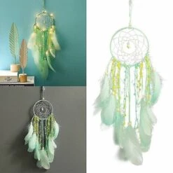 LTS FAFA Exquis Fait à La Main Capteur De Rêves Traditionnel Plume Tenture Murale Décorative Lampe De Nuit Pour Mur Décor à La Maison -Portail Soldes Boutique 64033926 2