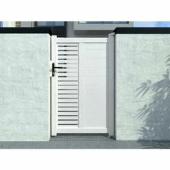 VENTE-UNIQUE.COM Portillon Battant Aluminium Semi Ajouré à Motifs L100 X H164 Cm Blanc ORIST II - Blanc
