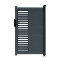 VENTE-UNIQUE.COM Portillon Battant Aluminium Semi Ajouré à Motifs L100 X H179 Cm Anthracite ORIST II - Gris Anthracite -Portail Soldes Boutique 64088561 3