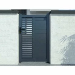 VENTE-UNIQUE.COM Portillon Battant Aluminium Semi Ajouré à Motifs L100 X H164 Cm Anthracite ORIST II - Gris Anthracite