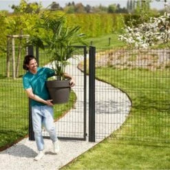 EASY CLOTURE Portillon Grillagé En Acier Galvanisé Maille 200 X 50 Occultable Passage 1m X 1m30 Vert -Portail Soldes Boutique 64562583 5