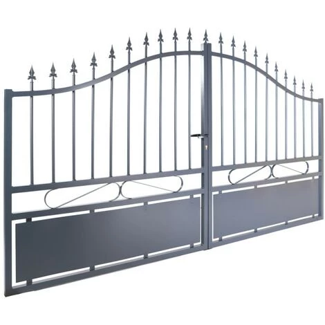 EASY CLOTURE Portail Aluminium Gris Double Battant Jais 4m00 4 EASY CLOTURE Portail Aluminium Gris Double Battant Jais 4m00 – Image 2