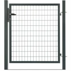 EASYCLOTURE Portillon Grillagé En Acier Galvanisé Maille 100 X 50 Passage 1m20 X 1m00 Gris Anthracite