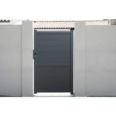 EASYCLOTURE Portillon Aluminium Plein - Easy Alu - Gris Anthracite 4 EASYCLOTURE Portillon Aluminium Plein - Easy Alu - Gris Anthracite – Image 2