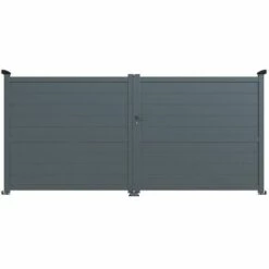 EASYCLOTURE Portail Aluminium Battant Easy Alu - 2 Vantaux - Gris Anthracite