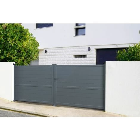 EASYCLOTURE Portail Aluminium Battant Easy Alu - 2 Vantaux - Gris Anthracite 4 EASYCLOTURE Portail Aluminium Battant Easy Alu - 2 Vantaux - Gris Anthracite – Image 2