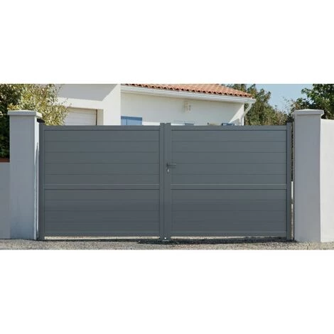 EASYCLOTURE Portail Aluminium Battant Easy Alu - 2 Vantaux - Gris Anthracite 5 EASYCLOTURE Portail Aluminium Battant Easy Alu - 2 Vantaux - Gris Anthracite – Image 3
