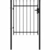LES TENDANCES Portillon Simple Porte Avec Dessus à Pointe Acier 1x1,2 M Noir -Portail Soldes Boutique 66922382 1